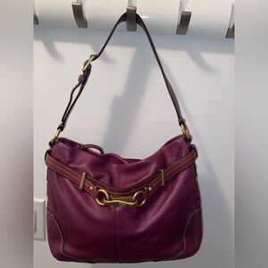 Coach Purple Leather Shoulder Bag